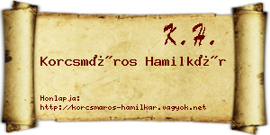 Korcsmáros Hamilkár névjegykártya